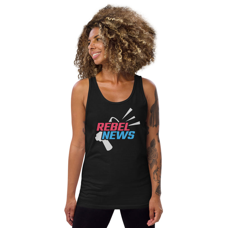 Load image into Gallery viewer, Rebel News Horn Logo (Red &amp; Blue)- Unisex Tank Top
