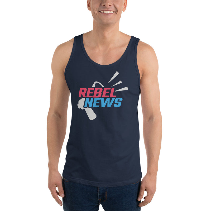 Load image into Gallery viewer, Rebel News Horn Logo (Red &amp; Blue)- Unisex Tank Top
