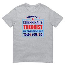 Load image into Gallery viewer, I Identify As A Conspiracy Theorist T-Shirt
