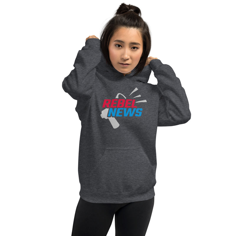 Load image into Gallery viewer, Rebel News Horn Logo (Red &amp; Blue)- Unisex Hoodie
