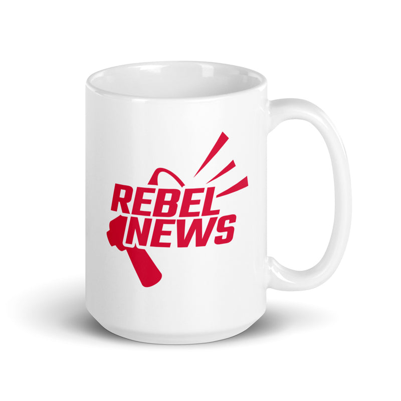 Load image into Gallery viewer, Rebel News Horn Logo (Red)- White Glossy Mug
