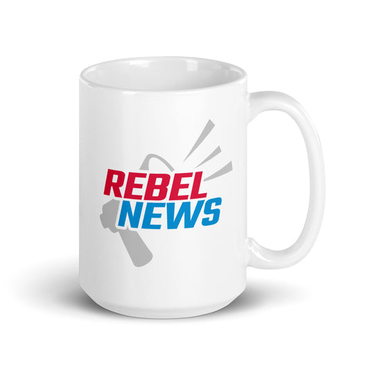 Rebel News Horn Logo (Red & Blue)- White Glossy Mug